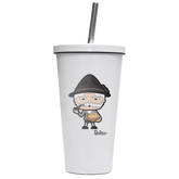 Da Oid Sinzer Leberkassemmel Edelstahl Trinkbecher mit Strohhalm 480ml Weiss Krottenkopf Front